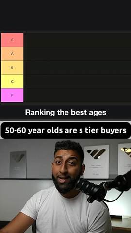 Ranking the best ages to sell to. 20-30 is average. 30-40 is solid.…